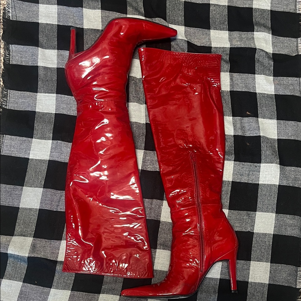 Stuart Weitzman Red Over the Knee Boots